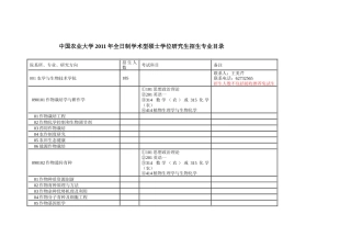 XXXX年中国农业大学硕士研究生专业招生目录