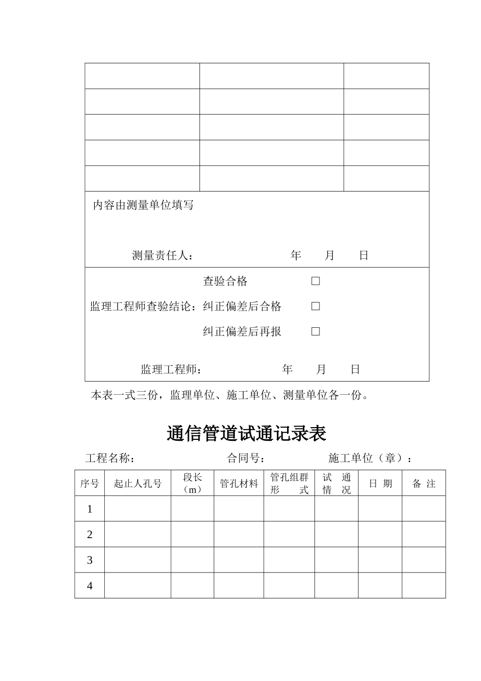 通信管道试通记录表_第2页