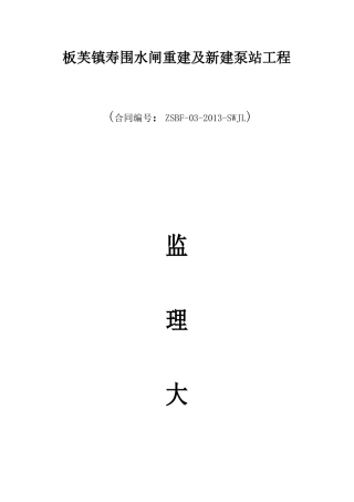 板芙镇寿围水闸重建及新建泵站工程监理大纲