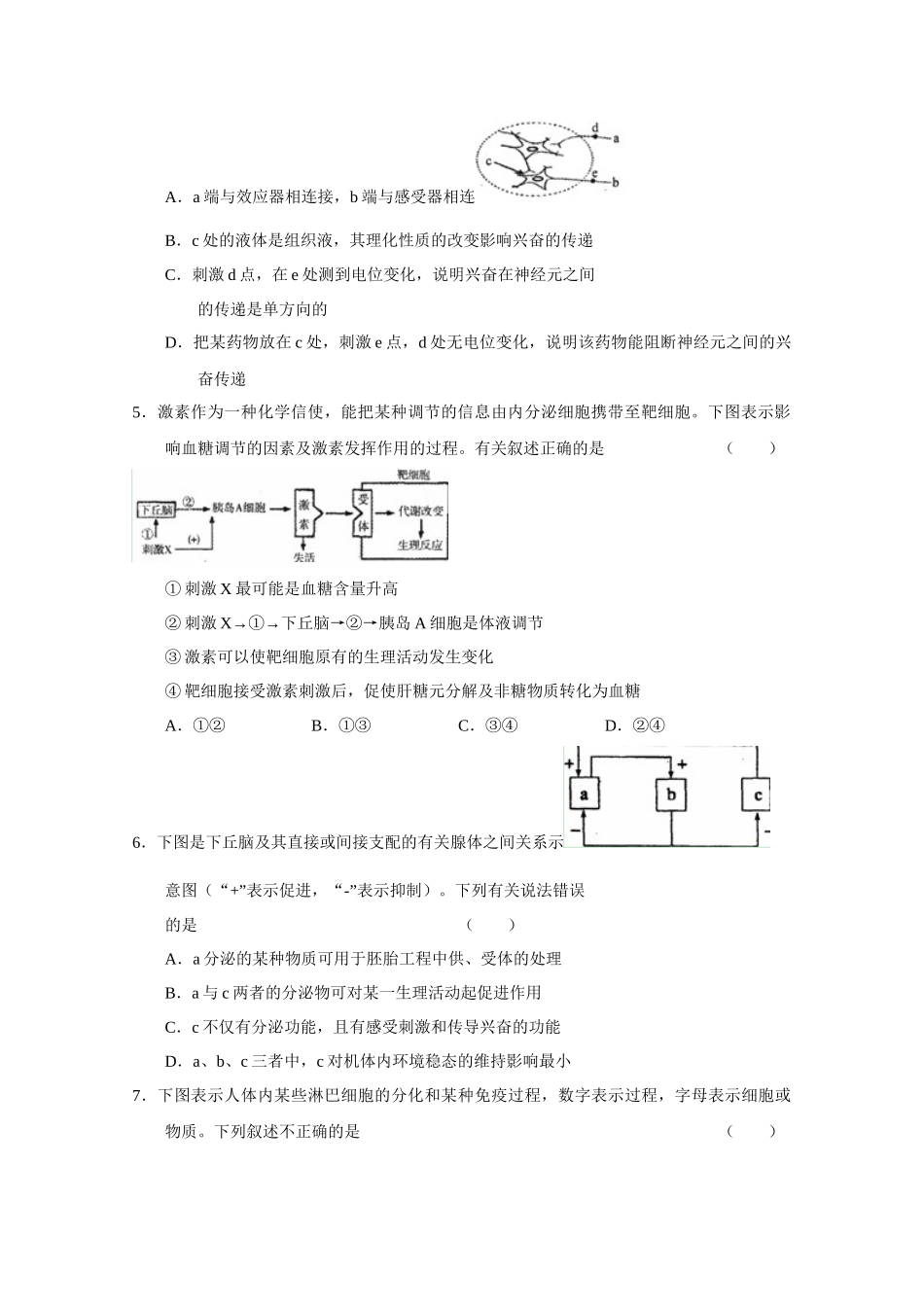 生物上学期一轮复习 第1-2章单元验收试题(6) 新人教版必修3_第2页