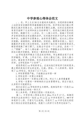 中学参观心得体会范文