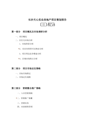 长沙天心实业房地产项目管理策划报告