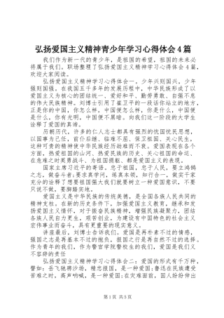 弘扬爱国主义精神青少年学习心得体会4篇