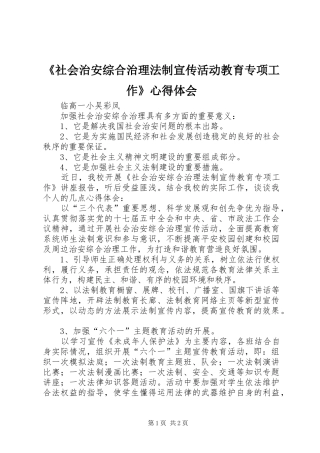 《社会治安综合治理法制宣传活动教育专项工作》心得体会