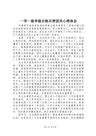 一学一做争做合格共青团员心得体会