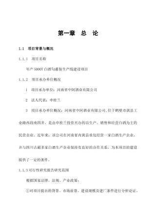 白酒灌装生产线项目可行性研究报告