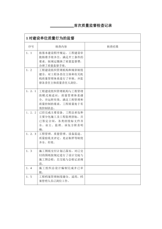 火电工程首次质量监督检查记录
