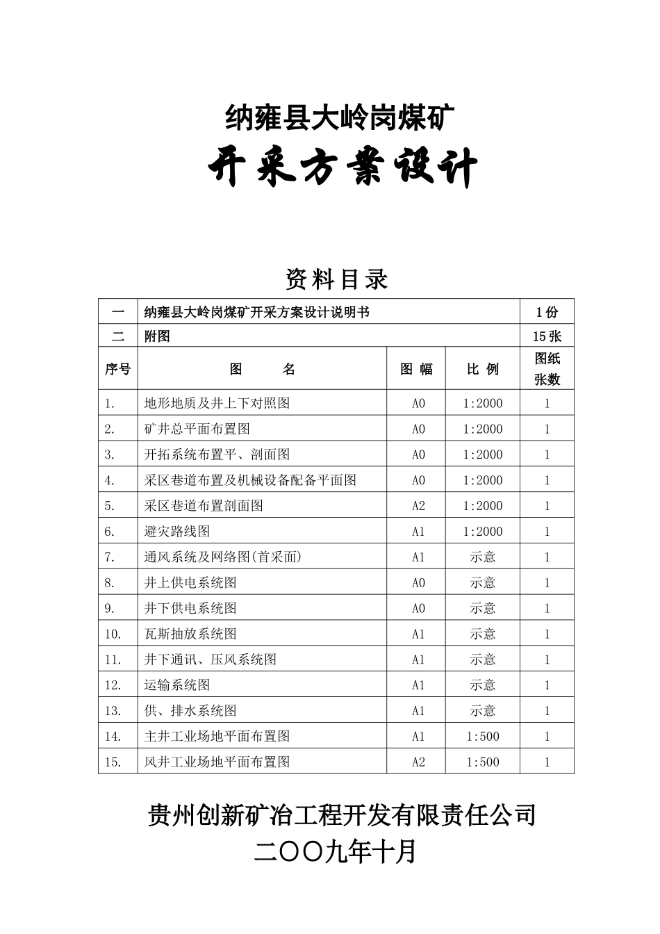 纳雍县勺窝乡大岭岗煤矿设计0910_第1页