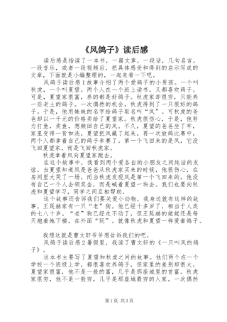 《风鸽子》读后感