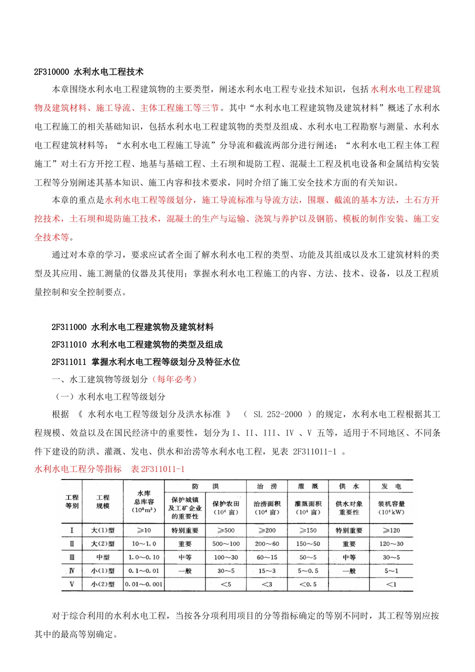 2F311010 水利水电工程建筑物的类型及组成_第1页