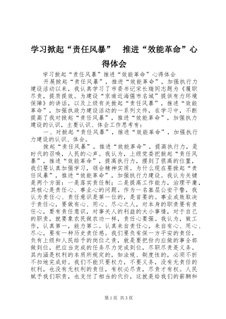 学习掀起“责任风暴”　推进“效能革命”心得体会