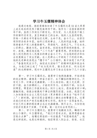 学习牛玉儒精神体会