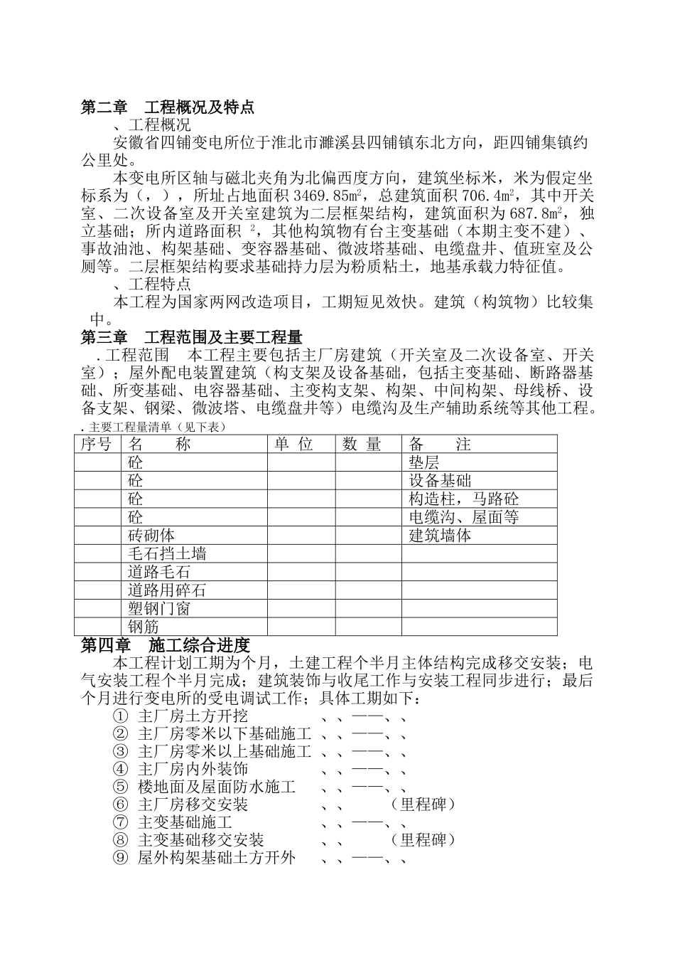 伏四铺变电所工程施工组织设计(DOC24页)_第3页