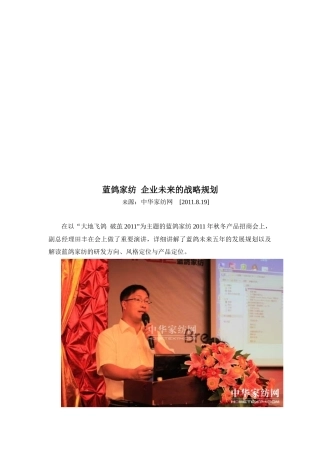 某家纺公司企业未来的战略规划