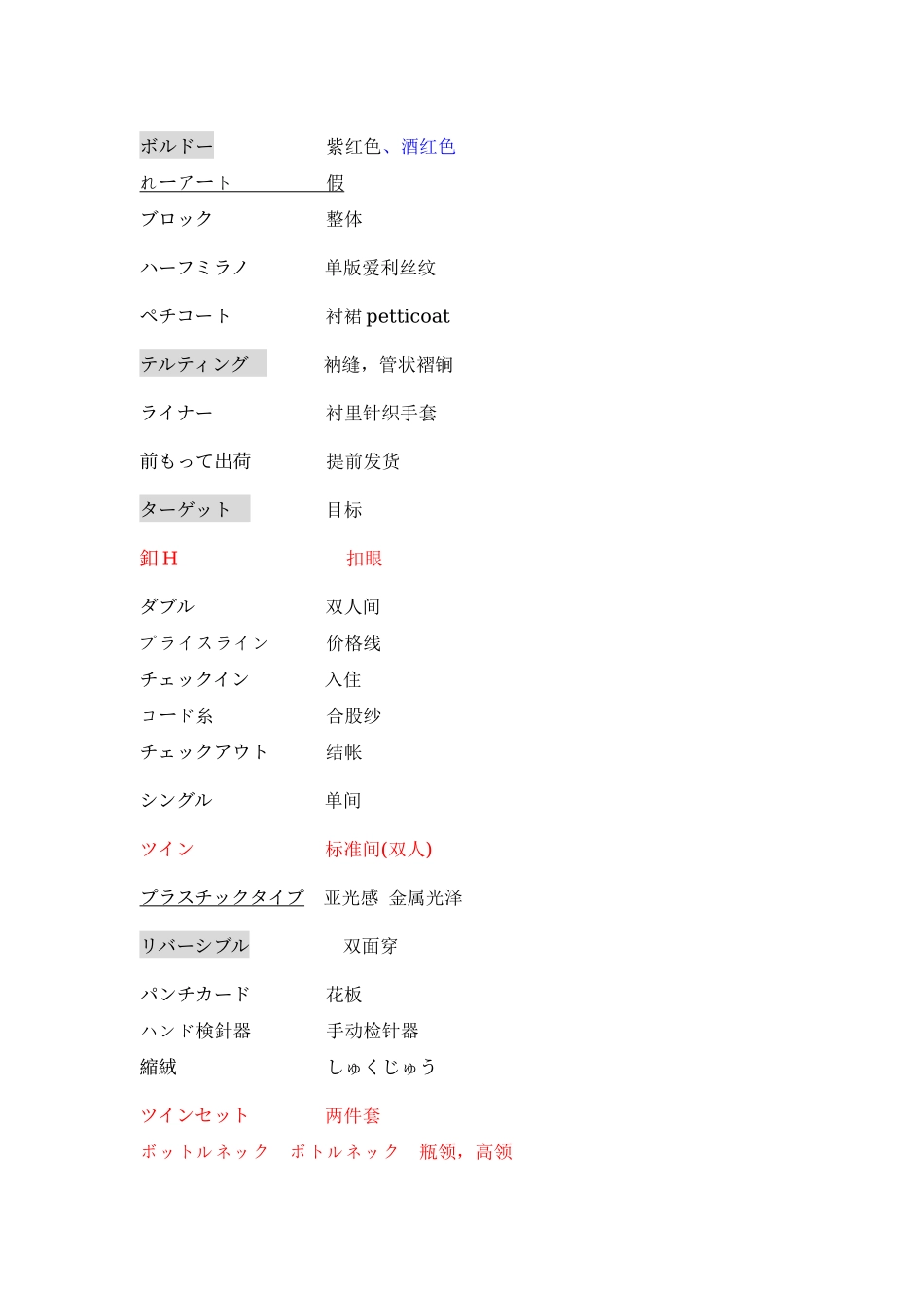 中日纺织方面术语对照表_第2页