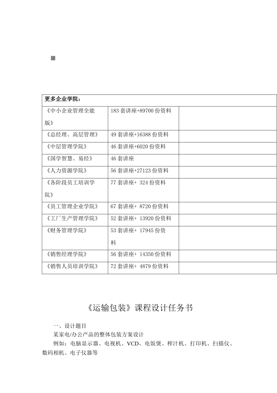 运输包装课程设计_第1页