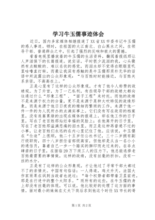 学习牛玉儒事迹体会