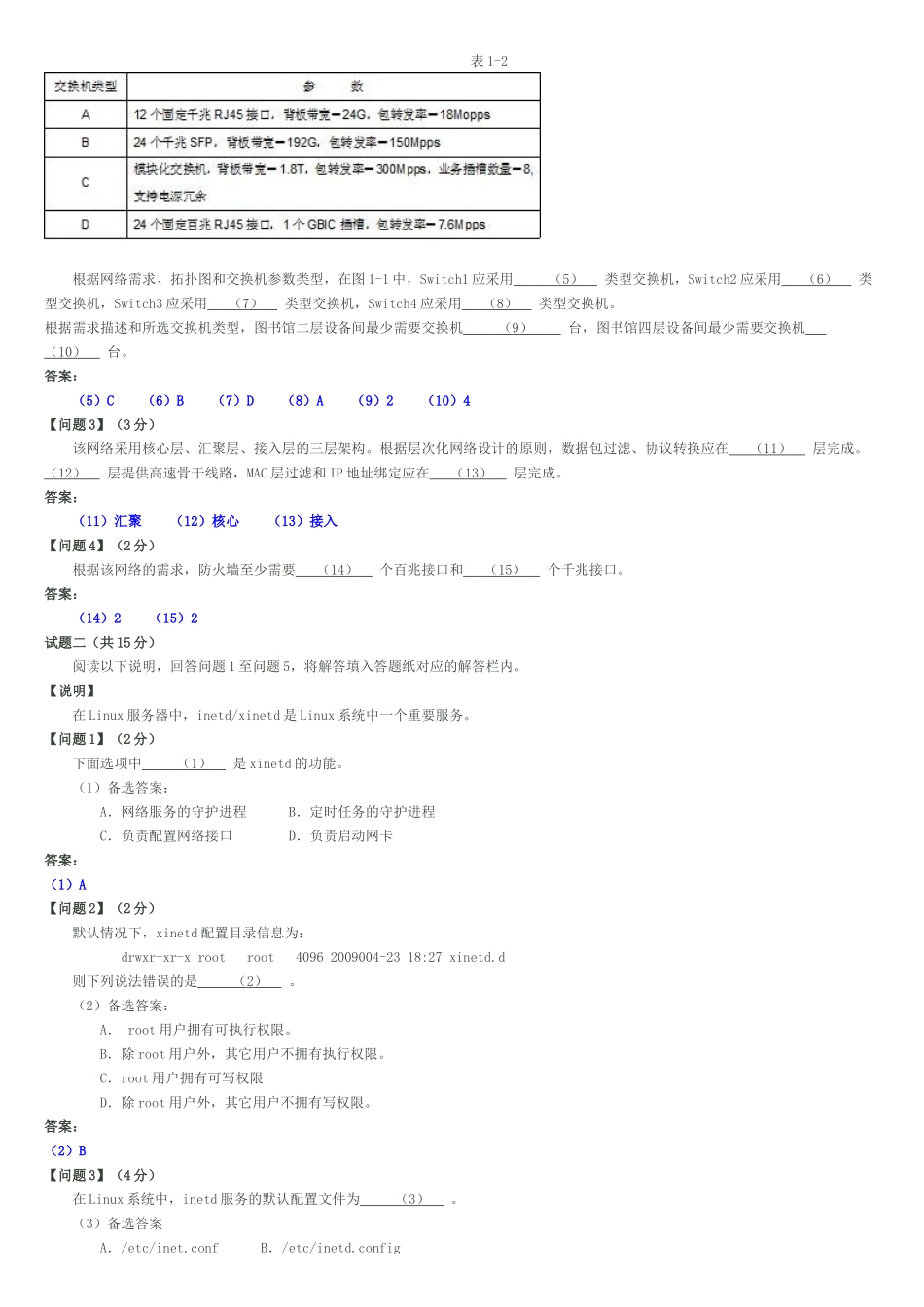 XXXX年上半年网络工程师下午试卷标准答案与解析_第2页