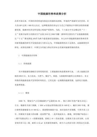 中国能源形势和政策分析（doc14）(1)