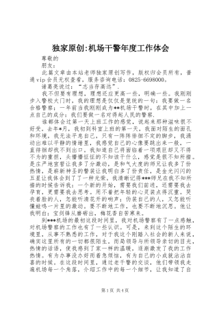 独家原创-机场干警年度工作体会