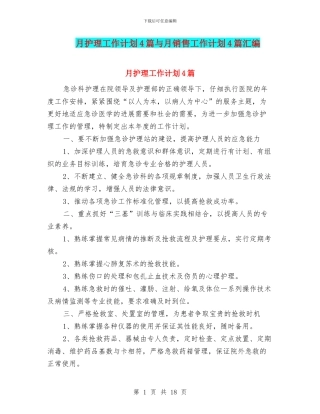 月护理工作计划4篇与月销售工作计划4篇汇编