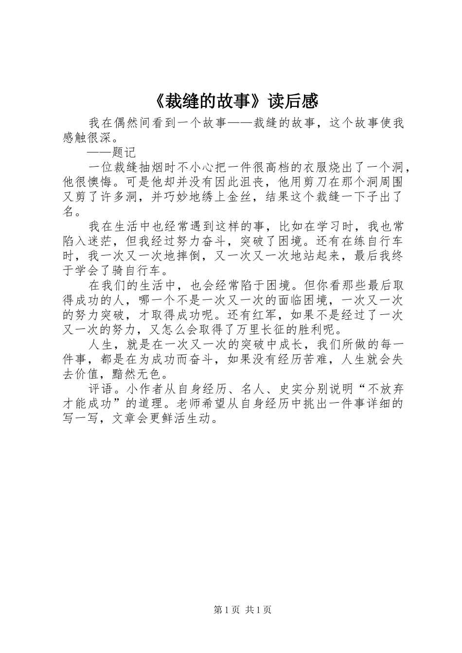 《裁缝的故事》读后感_第1页