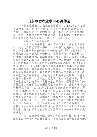 山东潍坊农业学习心得体会