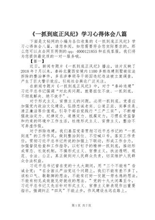 《一抓到底正风纪》学习心得体会八篇