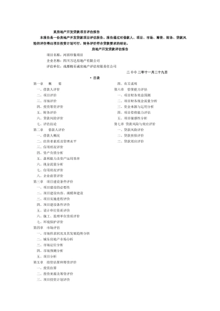 某房地产开发贷款项目评估报告