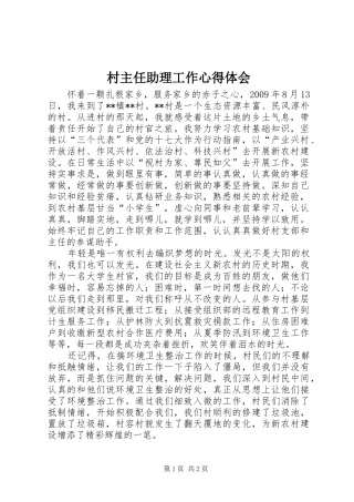 村主任助理工作心得体会