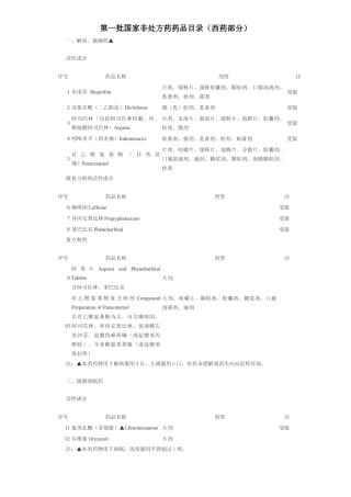 第一批国家非处方药药品目录(西药部分)