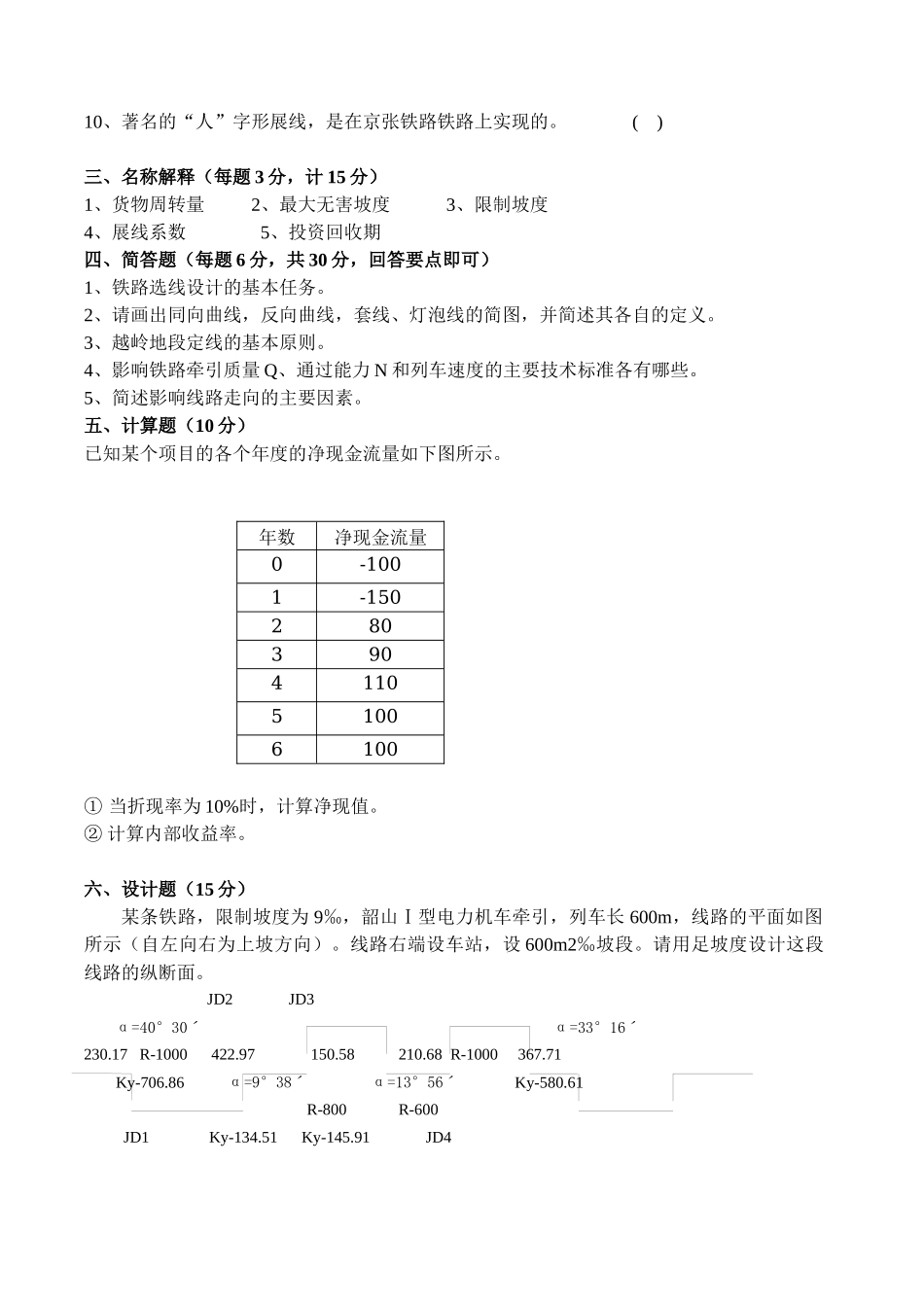 北京交通大学选线设计考试试题两套_第2页