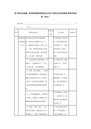 进口废五金电器、废电线电缆和废电机定点加工利用企业环保验收考核