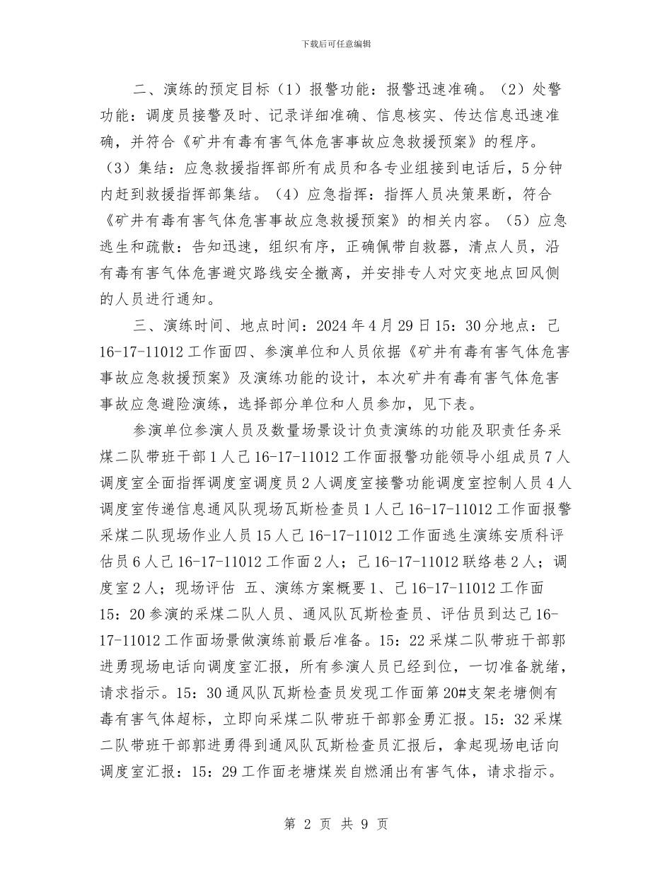 有毒有害气体演练总结与有线电视工作总结范文汇编_第2页