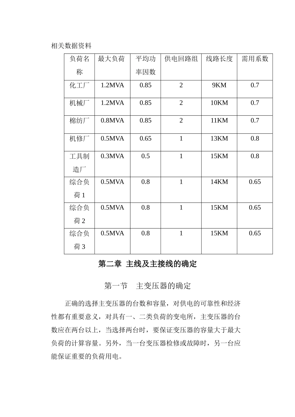 负荷变电站电气设计指导书(学生)_第2页