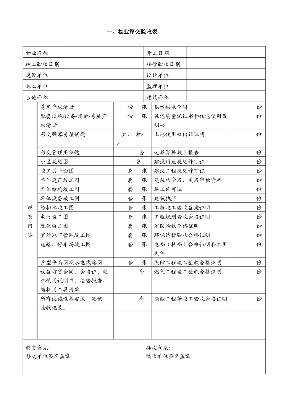 物业交接表格范本_第2页