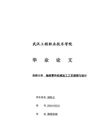 轴类零件机械加工工艺规程及其设计