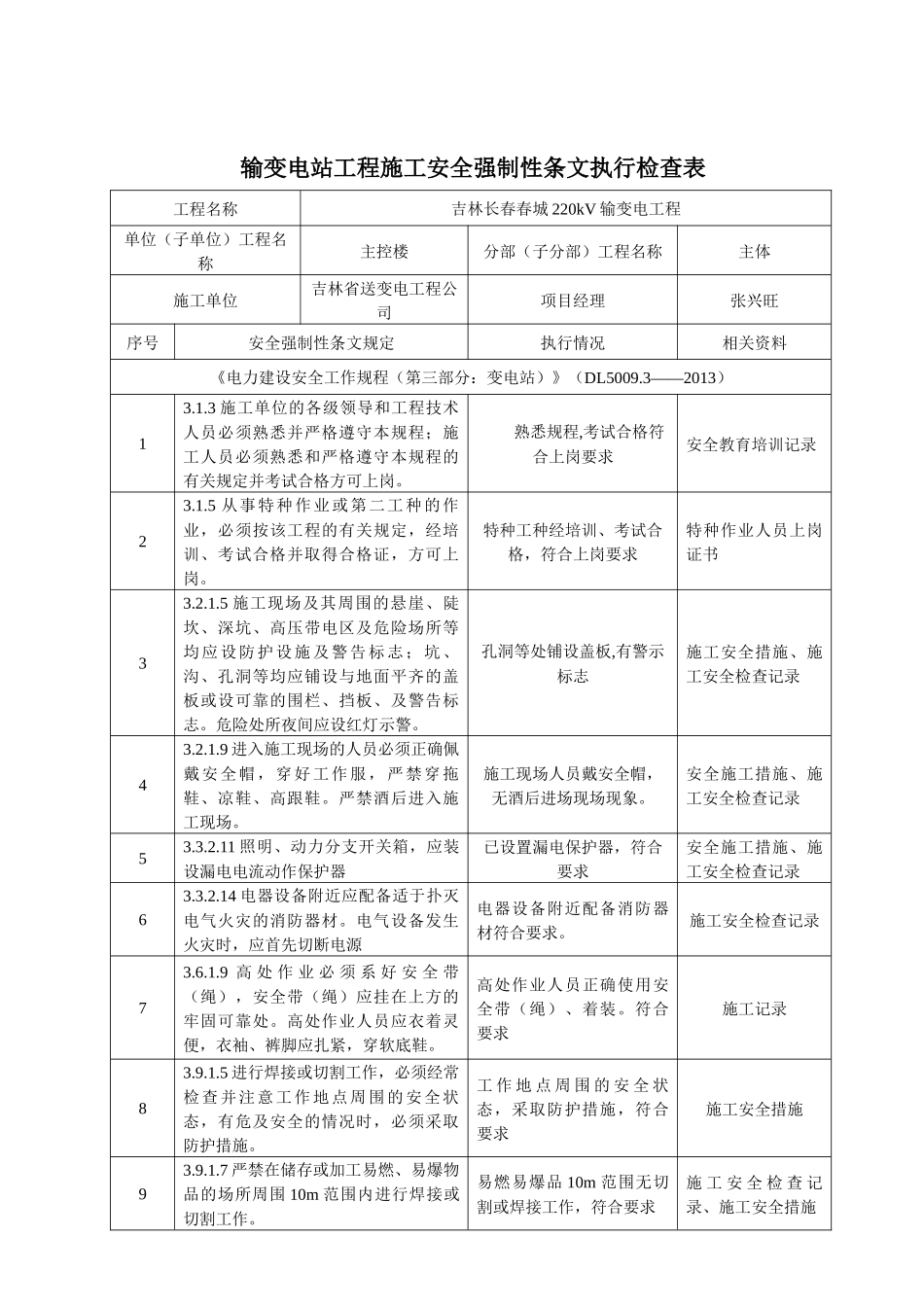 输变电工程监理安全强制性条文执行检查表_第3页