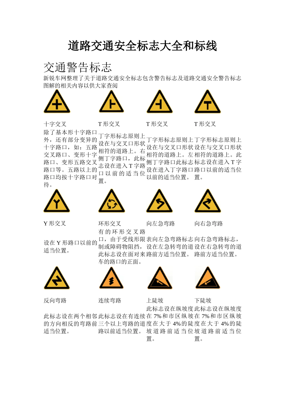 道路交通安全标志大全和标线_第1页