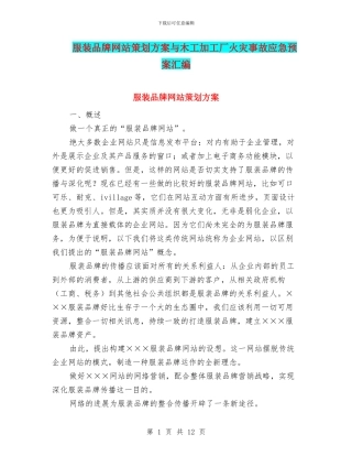 服装品牌网站策划方案与木工加工厂火灾事故应急预案汇编