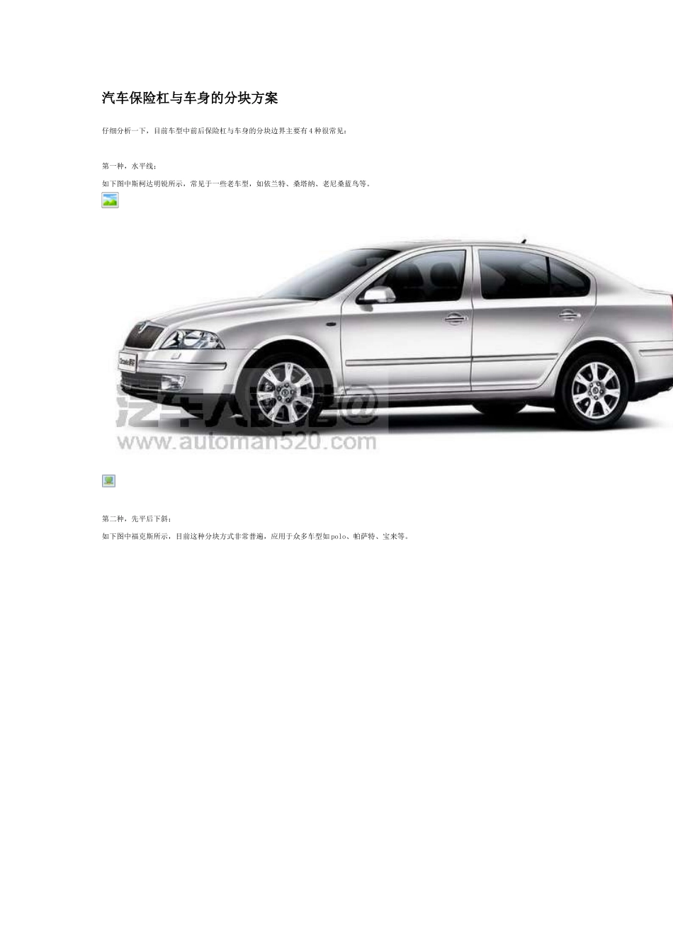 汽车保险杠与车身的分块方案_第1页