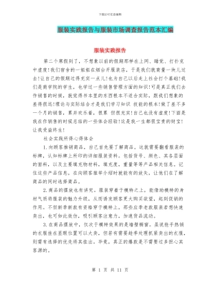 服装实践报告与服装市场调查报告范本汇编