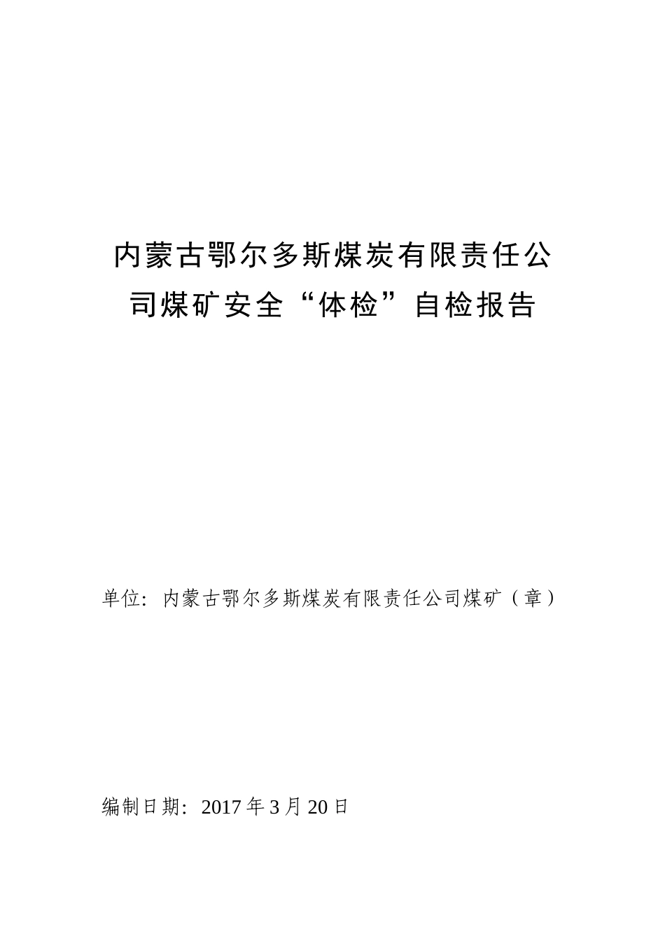煤炭有限责任公司煤矿安全体检自检报告_第1页