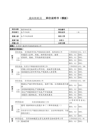 某服装生产企业生产部排耗员职位说明书