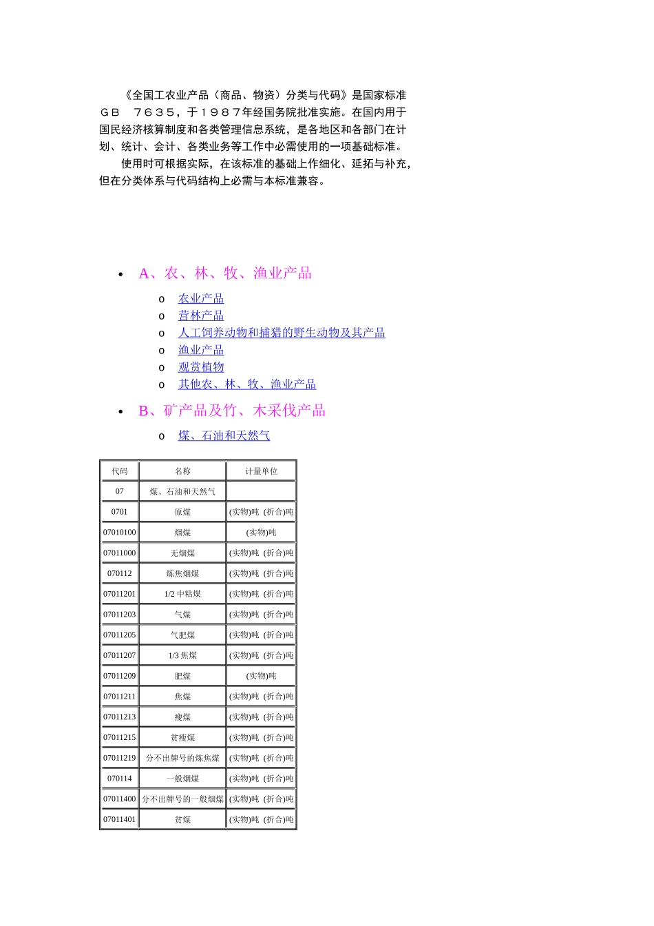 《全国工农业产品(商品、物资)分类与代码》国家标准_第1页