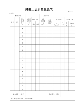 公路工程施工资料C类表格