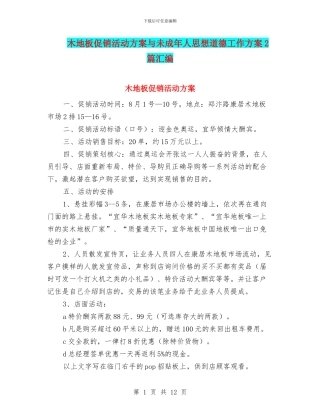 木地板促销活动方案与未成年人思想道德工作方案2篇汇编