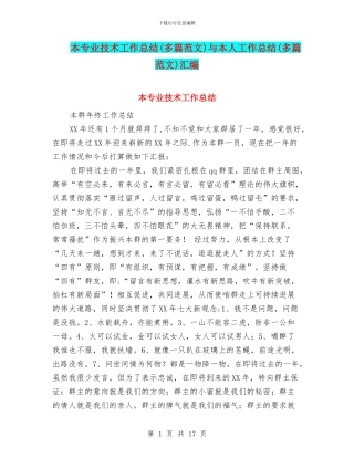 本专业技术工作总结与本人工作总结(多篇范文)汇编