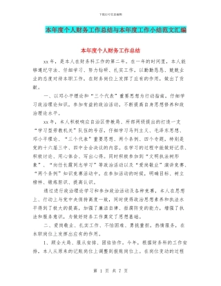本年度个人财务工作总结与本年度工作小结范文汇编