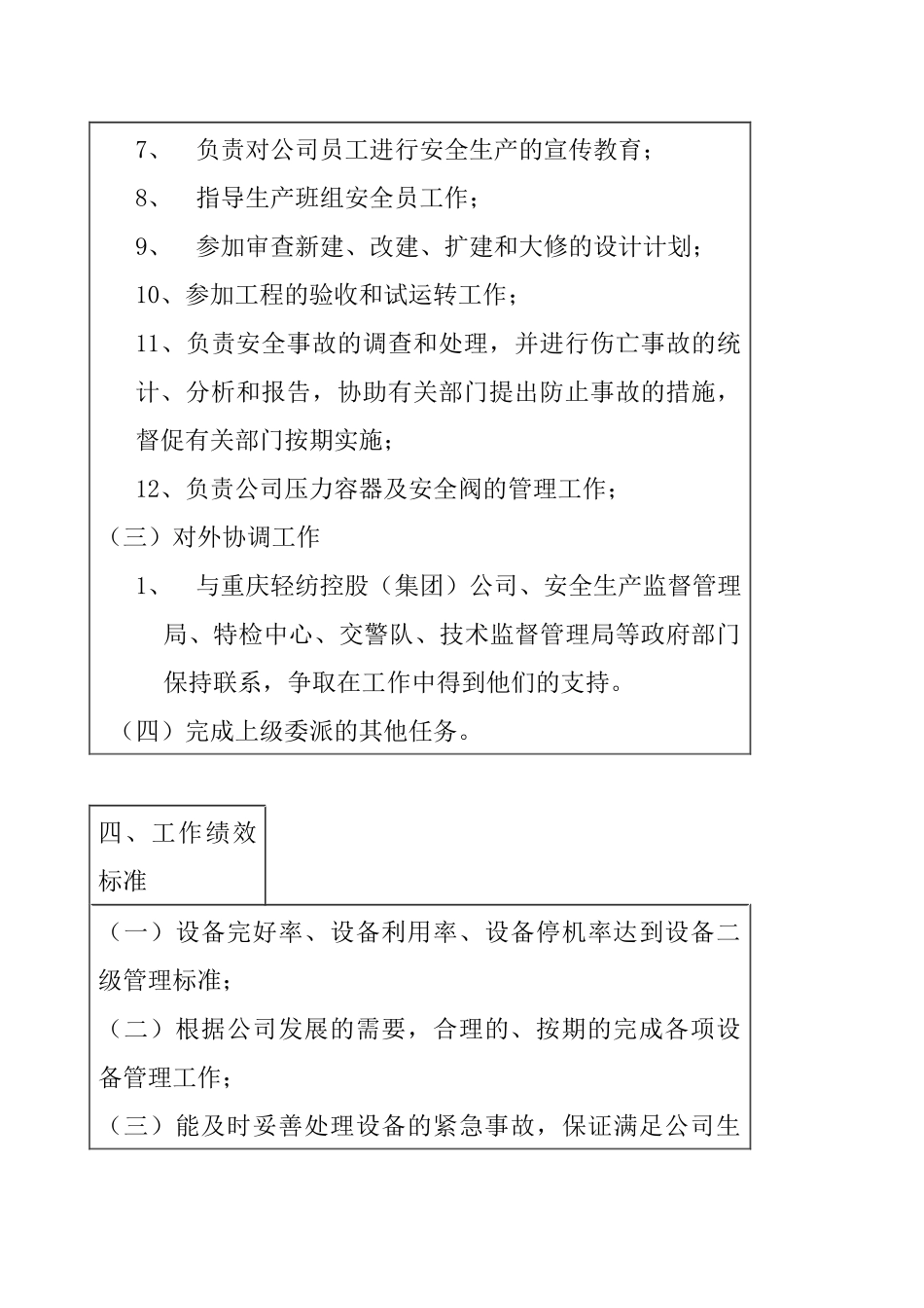 医药行业-设备环保科-设备管理兼安全岗位说明书_第3页